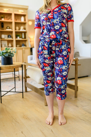 Short Sleeve Pajama Capri Set in Six Prints