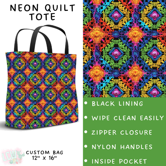 Batch #268 - November Request Run - Closes 1/10 - ETA late March - Neon Quilt Tote