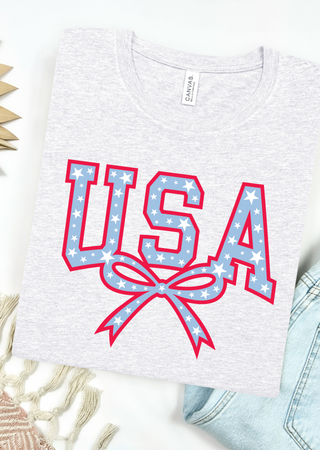 USA Coquette Bow Bella Canvas T-Shirt