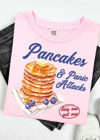 Pancakes & Panic Attacks – Relatable Breakfast Tee Comfort Colors T-Shirt