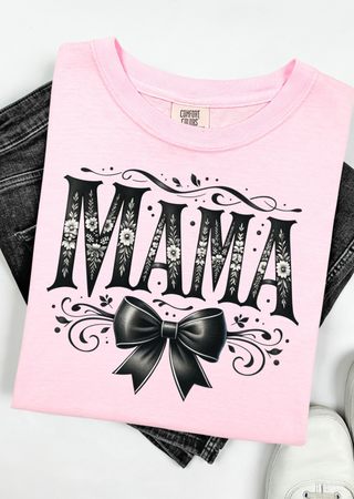 Mama Floral Bow Comfort Colors T-Shirt