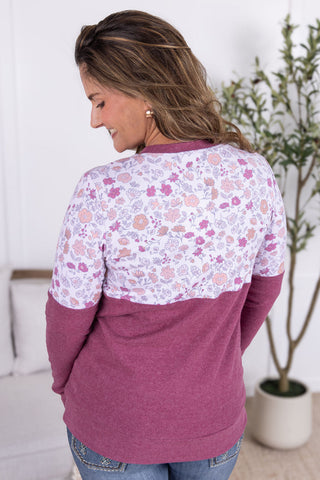 IN STOCK Natalie Pullover - Pink Fall Vintage Floral and Raspberry FINAL SALE
