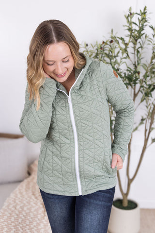 IN STOCK Geometric Fullzip Hoodie - Sage
