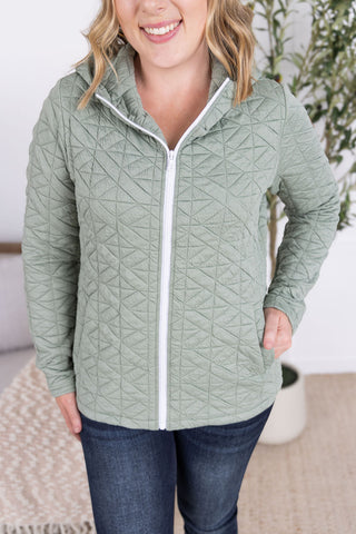 IN STOCK Geometric Fullzip Hoodie - Sage
