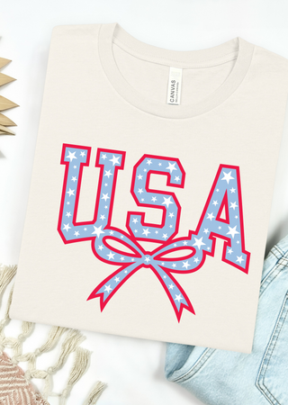 USA Coquette Bow Bella Canvas T-Shirt