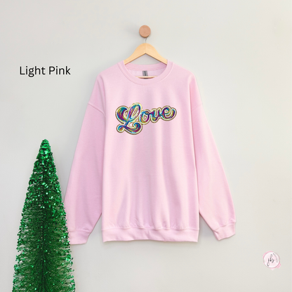 RAINBOW LOVE Sequin Patch SWEATSHIRT