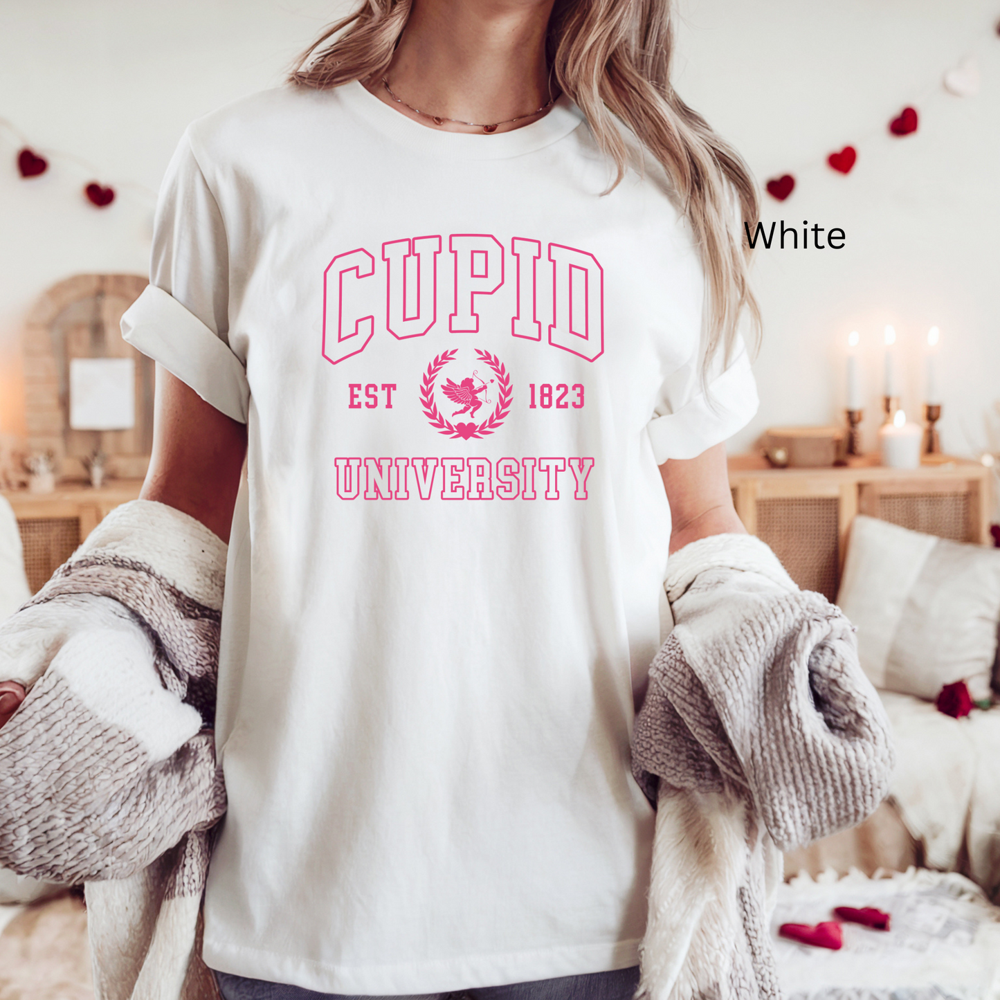 Cupid University Dark Pink lettering  Tee