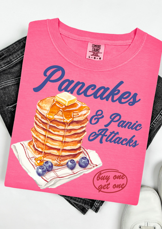 Pancakes & Panic Attacks – Relatable Breakfast Tee Comfort Colors T-Shirt