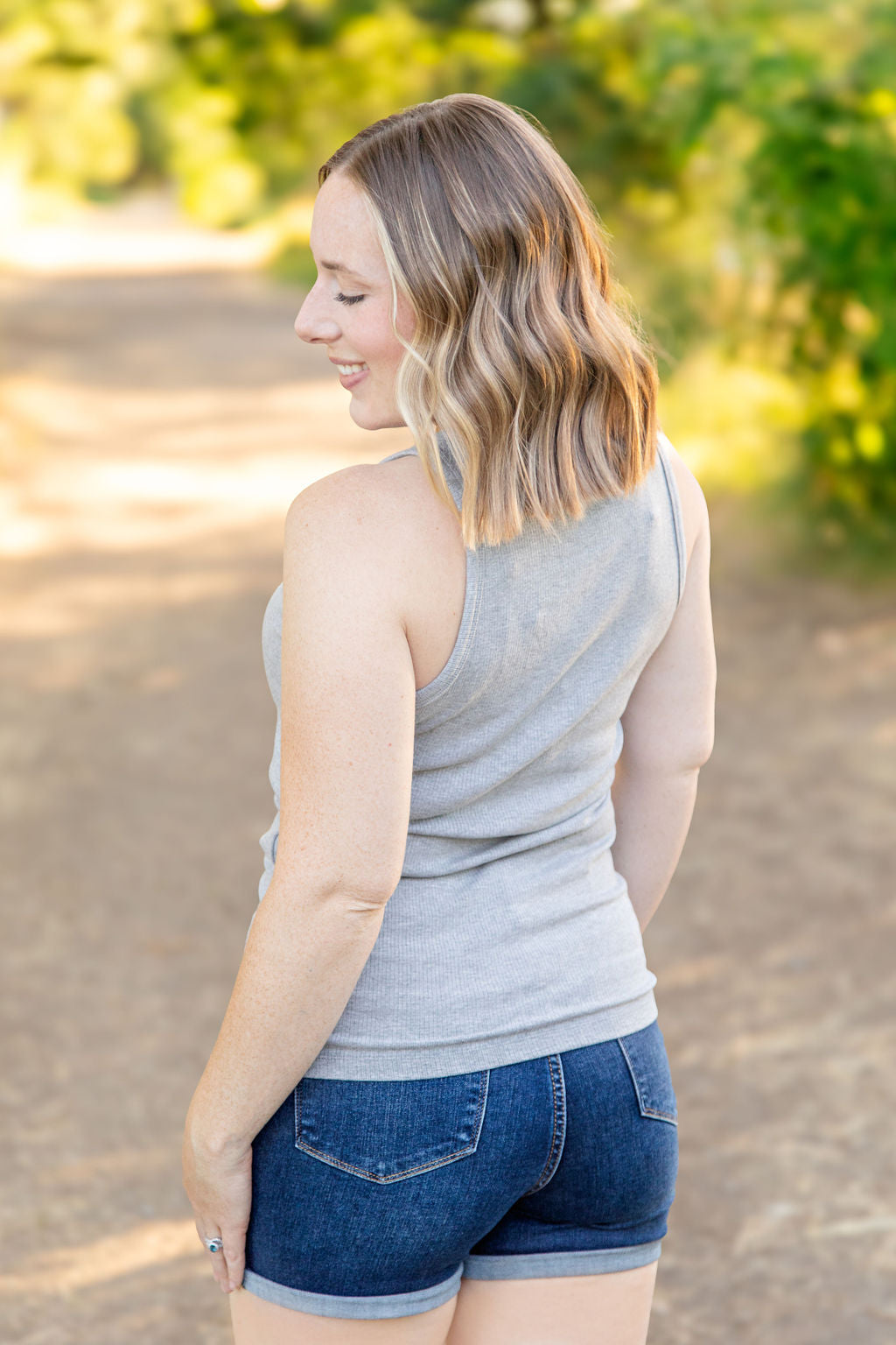 Tara Ribbed Tank - Grey | Women's Tank Top