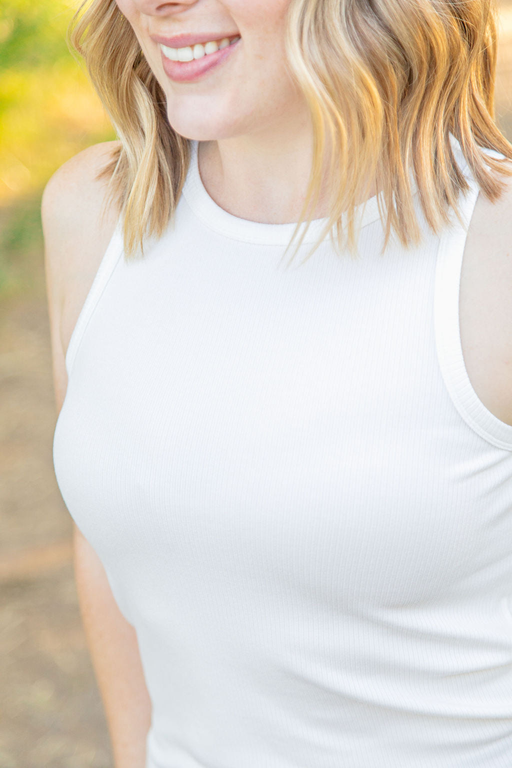 Tara Ribbed Tank - White | Women's Tank Top