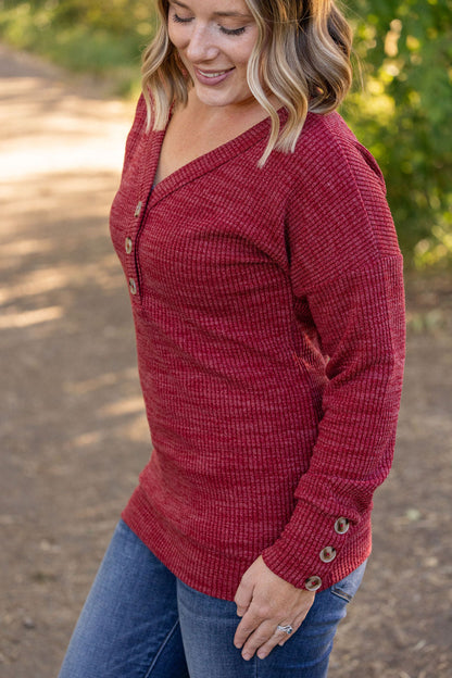 Brittney Button Sweater - Berry | Women's Long Sleeve