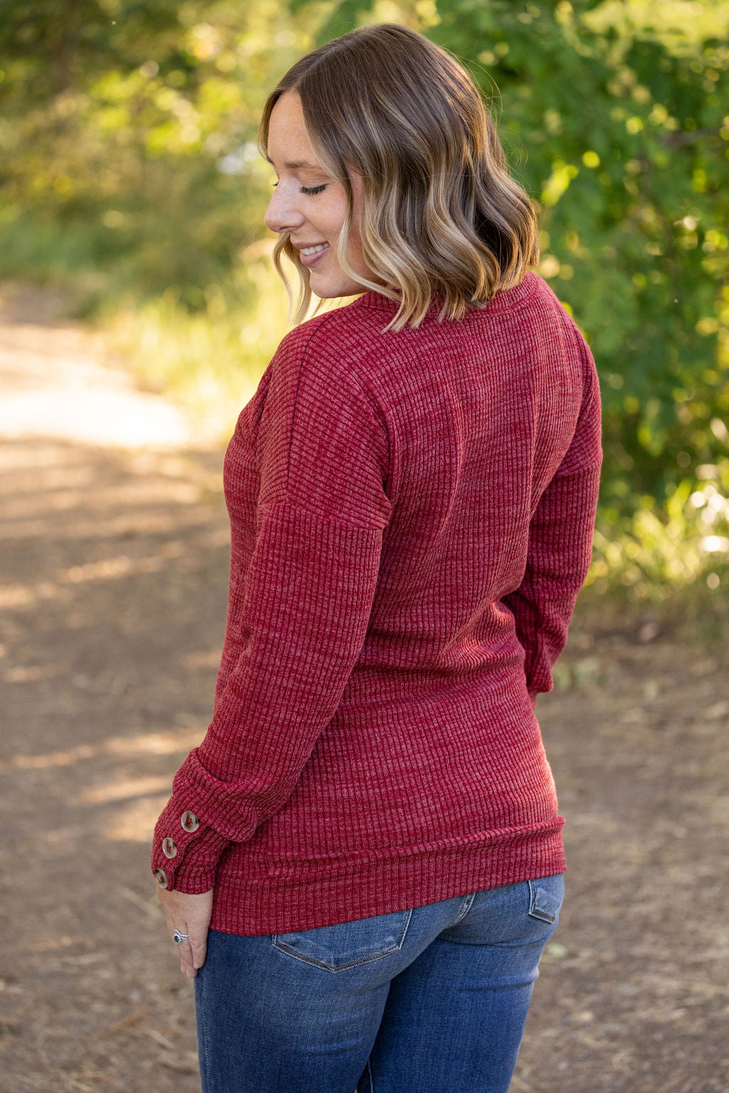 Brittney Button Sweater - Berry | Women's Long Sleeve