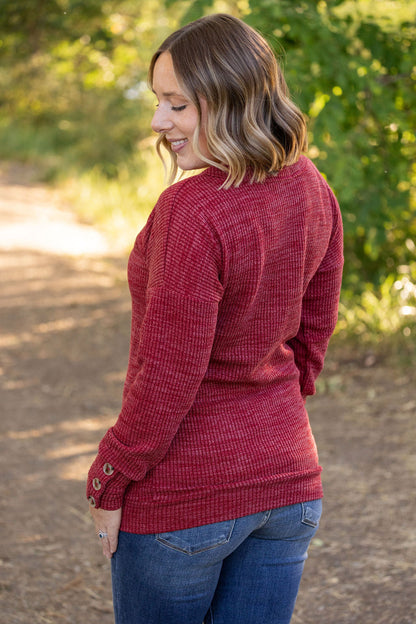 Brittney Button Sweater - Berry | Women's Long Sleeve