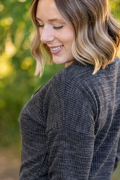 Brittney Button Sweater - Charcoal | Women's Long Sleeve