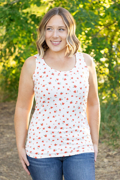 Luxe Crew Tank - Micro Ivory Floral | Women's Tank Top