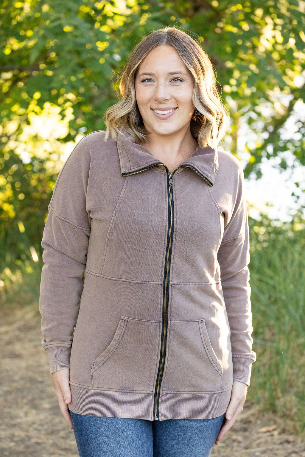 Vintage Wash FullZip - Mocha | Women's Hoodie FINAL SALE