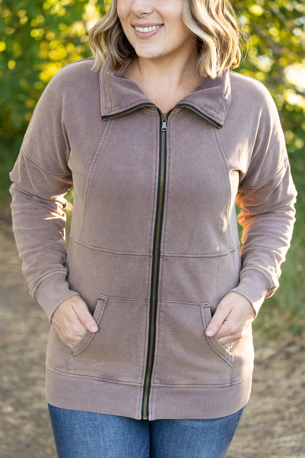 Vintage Wash FullZip - Mocha | Women's Hoodie FINAL SALE