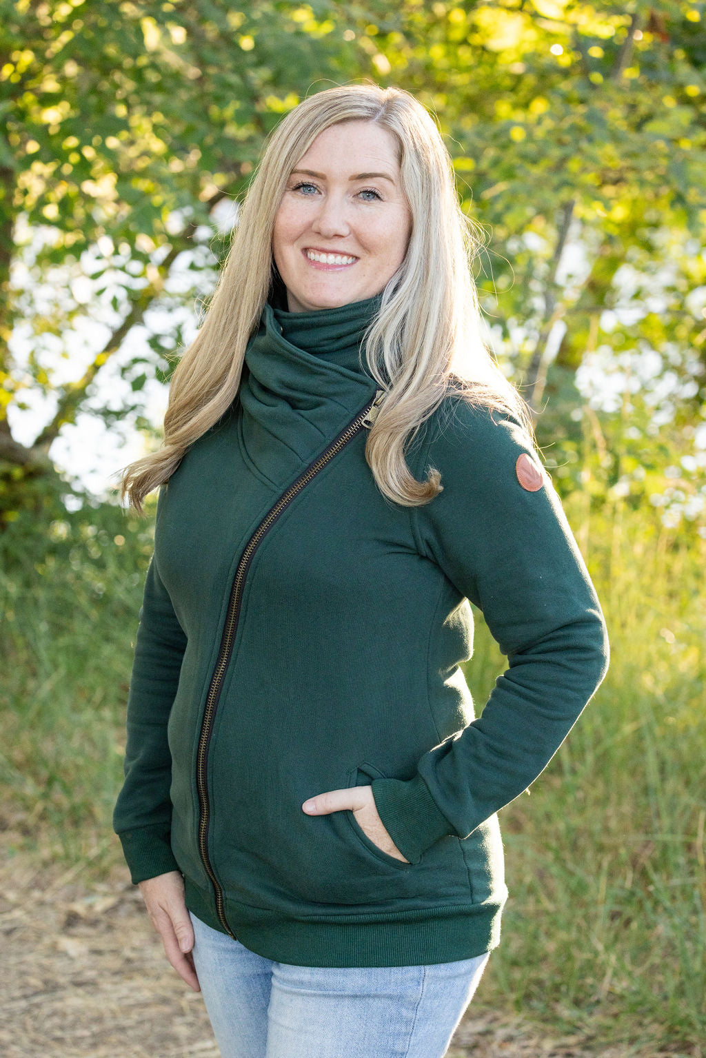 Quinn ZipUp Cowl - Evergreen | Women's Hoodie