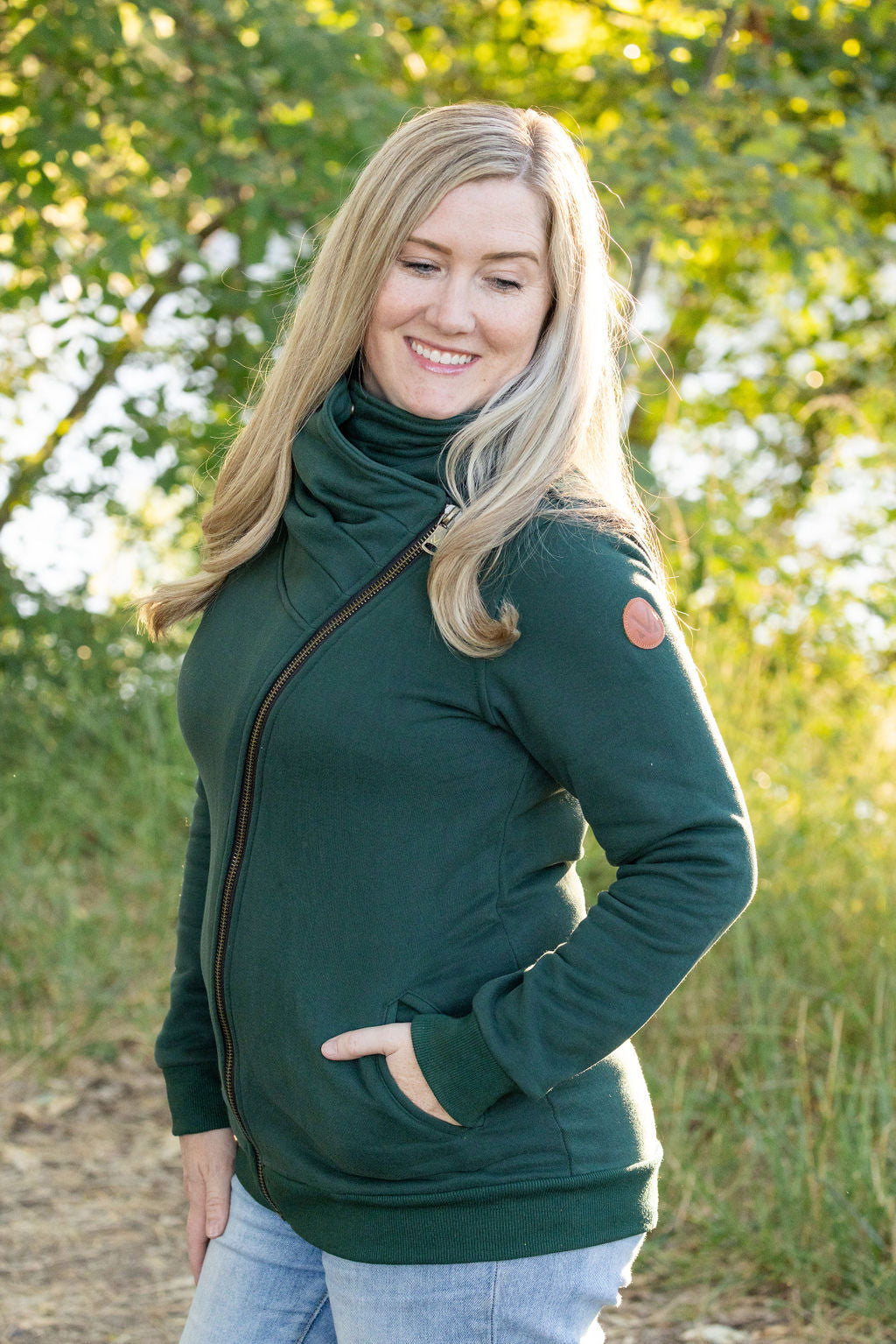 Quinn ZipUp Cowl - Evergreen | Women's Hoodie