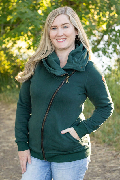 Quinn ZipUp Cowl - Evergreen | Women's Hoodie