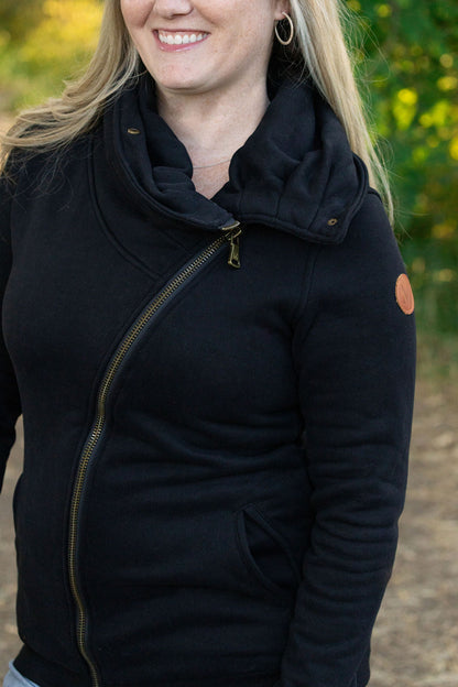 Quinn ZipUp Cowl - Black | Women's Hoodie