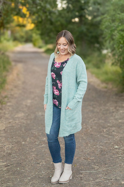 Madison Cozy Cardigan - Sage/Blue Mix | Women's Cardigan