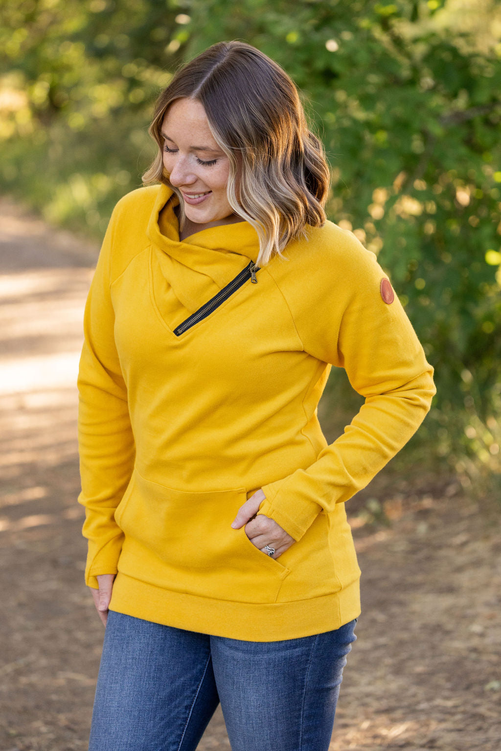 Classic Zoey ZipCowl Sweatshirt - Mustard | Women's Sweatshirt