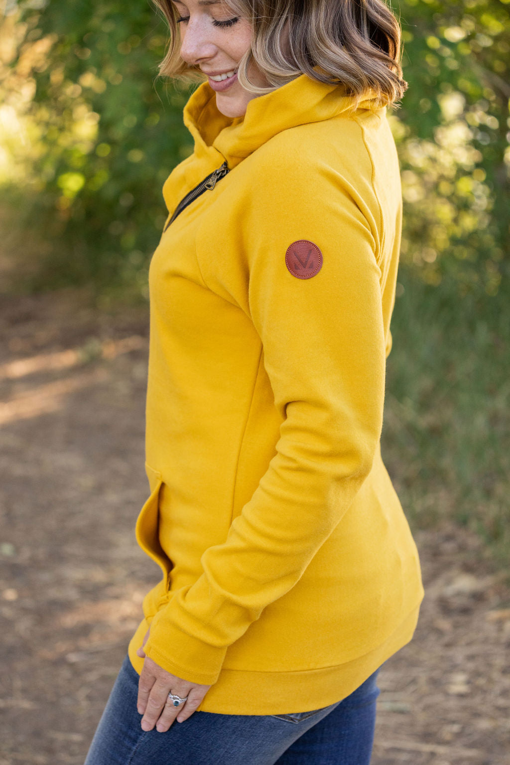 Classic Zoey ZipCowl Sweatshirt - Mustard | Women's Sweatshirt