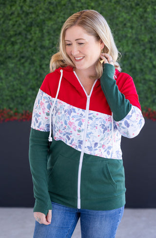 IN STOCK Colorblock Fullzip - Red, Winter Berry, Evergreen