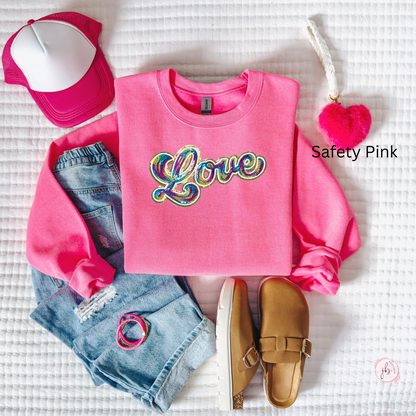 RAINBOW LOVE Sequin Patch SWEATSHIRT