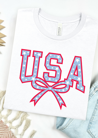 USA Coquette Bow Bella Canvas T-Shirt