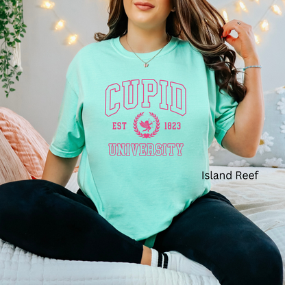 Cupid University Dark Pink lettering  Tee