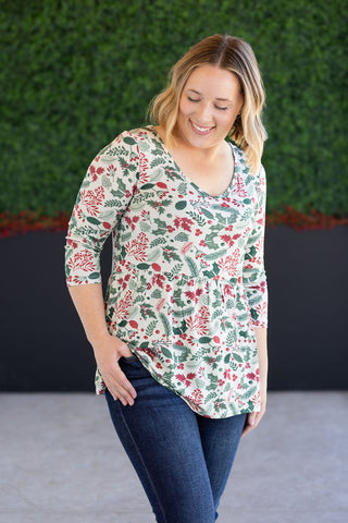 IN STOCK 3/4 Sleeve Sarah Ruffle - Holiday Berry FINAL SALE