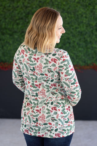 IN STOCK 3/4 Sleeve Sarah Ruffle - Holiday Berry FINAL SALE