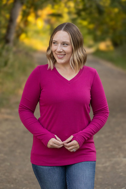 Leah Long Sleeve Top - Magenta | Women's Casual Top