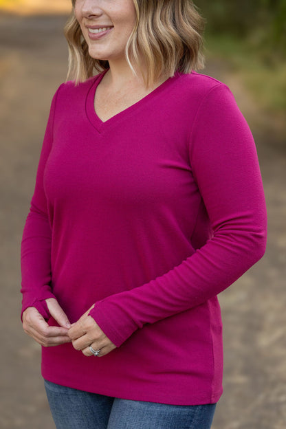 Leah Long Sleeve Top - Magenta | Women's Casual Top