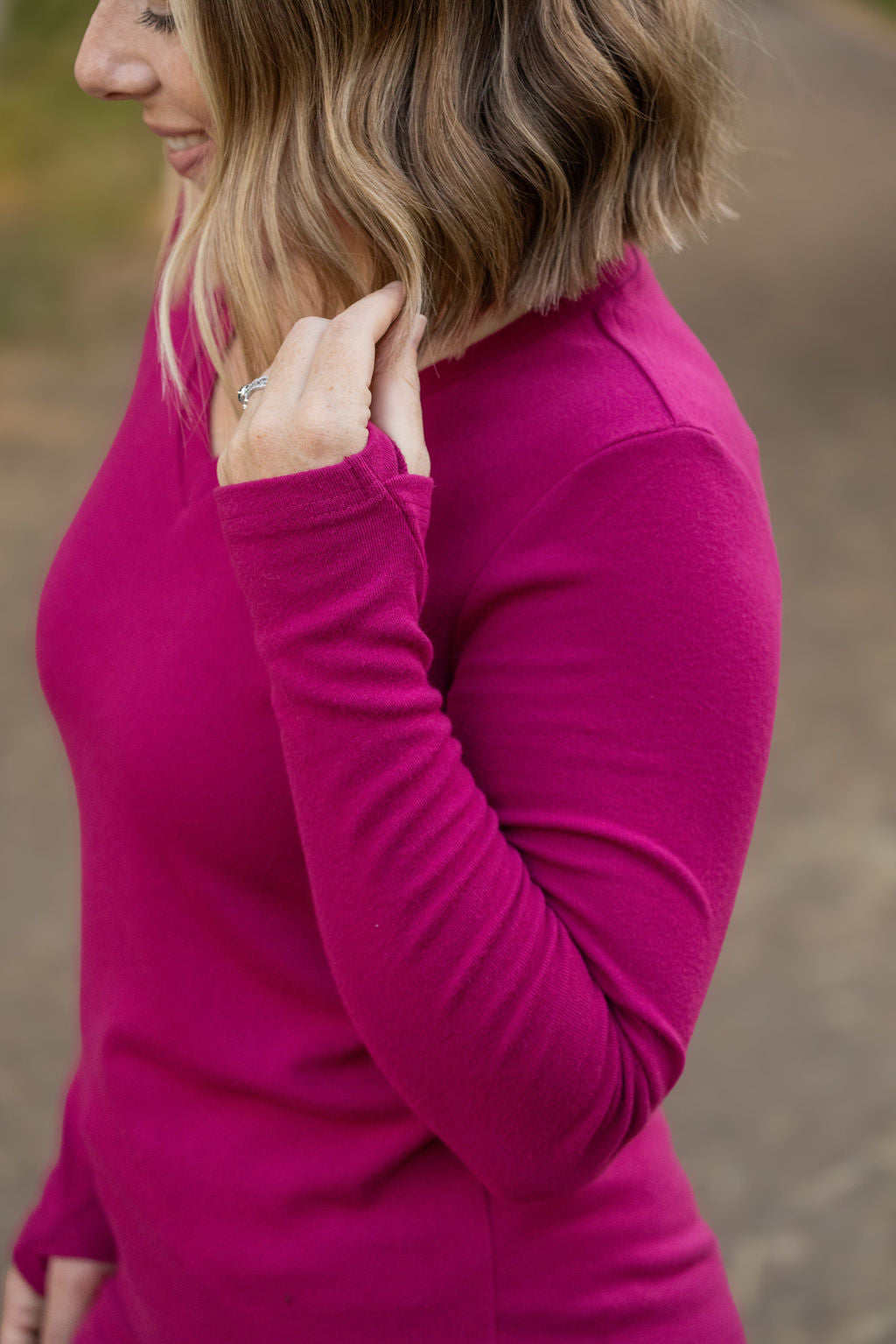 Leah Long Sleeve Top - Magenta | Women's Casual Top