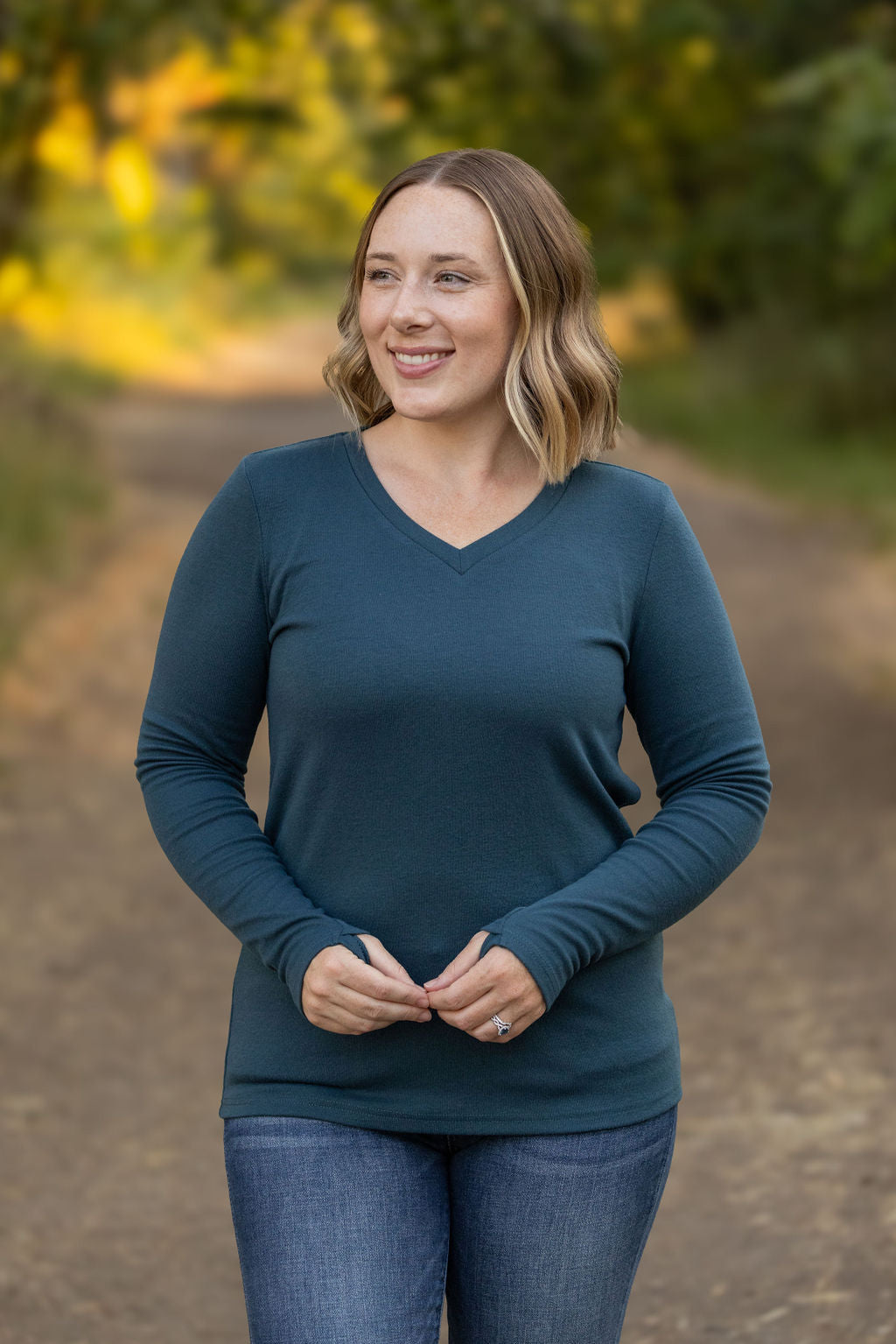 Leah Long Sleeve Top - Teal | Women's Casual Top