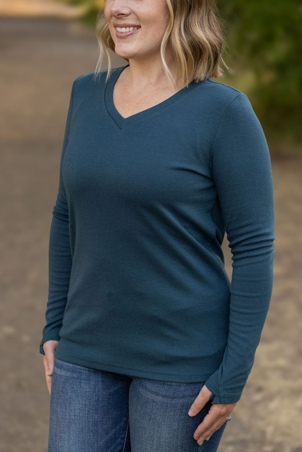 Leah Long Sleeve Top - Teal | Women's Casual Top