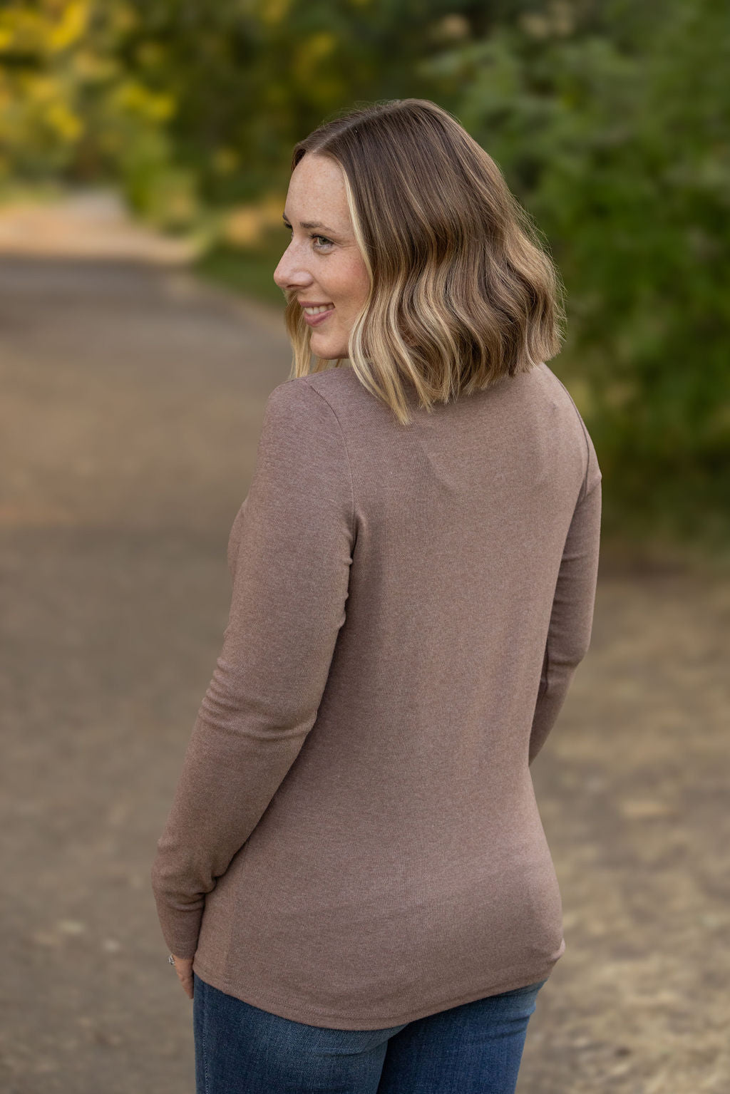 Leah Long Sleeve Top - Mocha Top