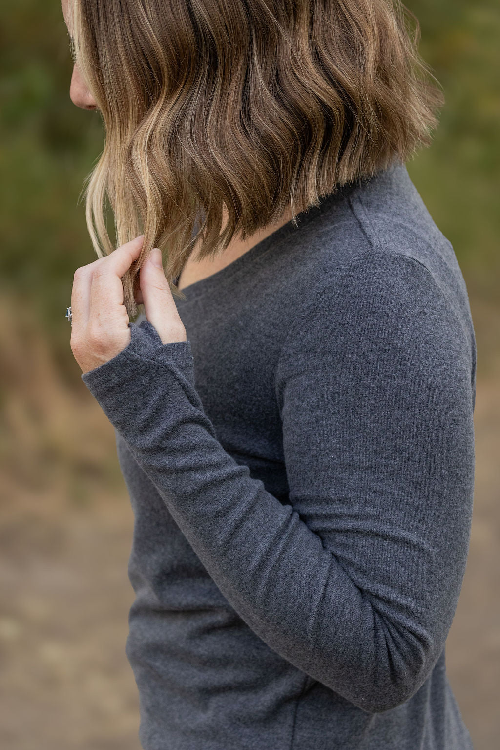 Leah Long Sleeve Top - Charcoal | Women's Casual Top