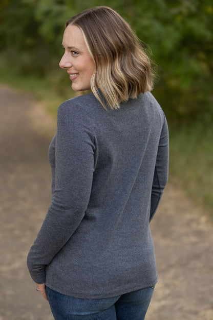 Leah Long Sleeve Top - Charcoal | Women's Casual Top