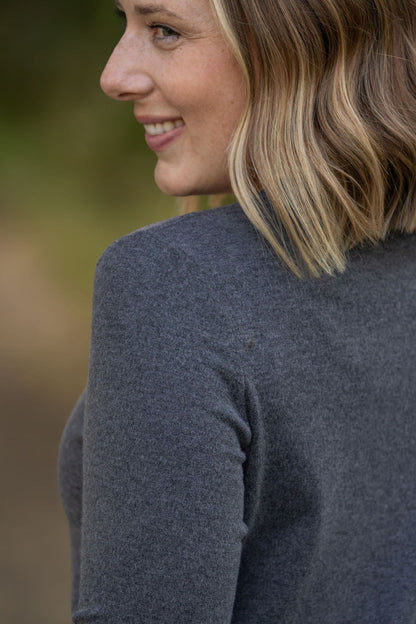 Leah Long Sleeve Top - Charcoal | Women's Casual Top