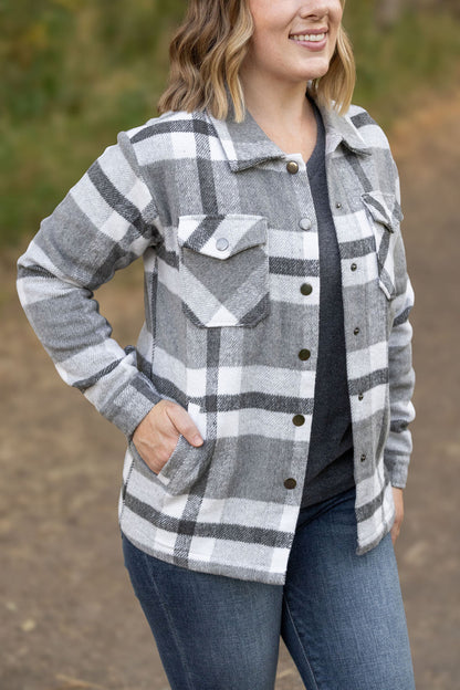 Norah Plaid Shacket - Classic Grey and White | Women's Shacket