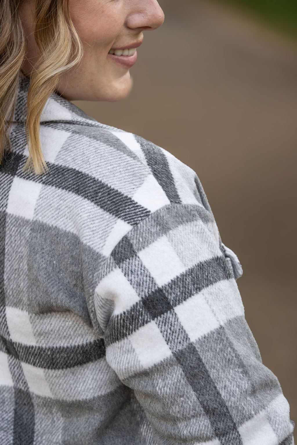 Norah Plaid Shacket - Classic Grey and White | Women's Shacket