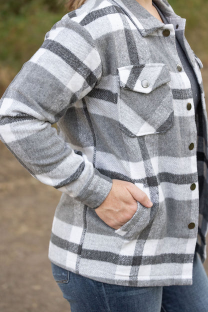 Norah Plaid Shacket - Classic Grey and White | Women's Shacket