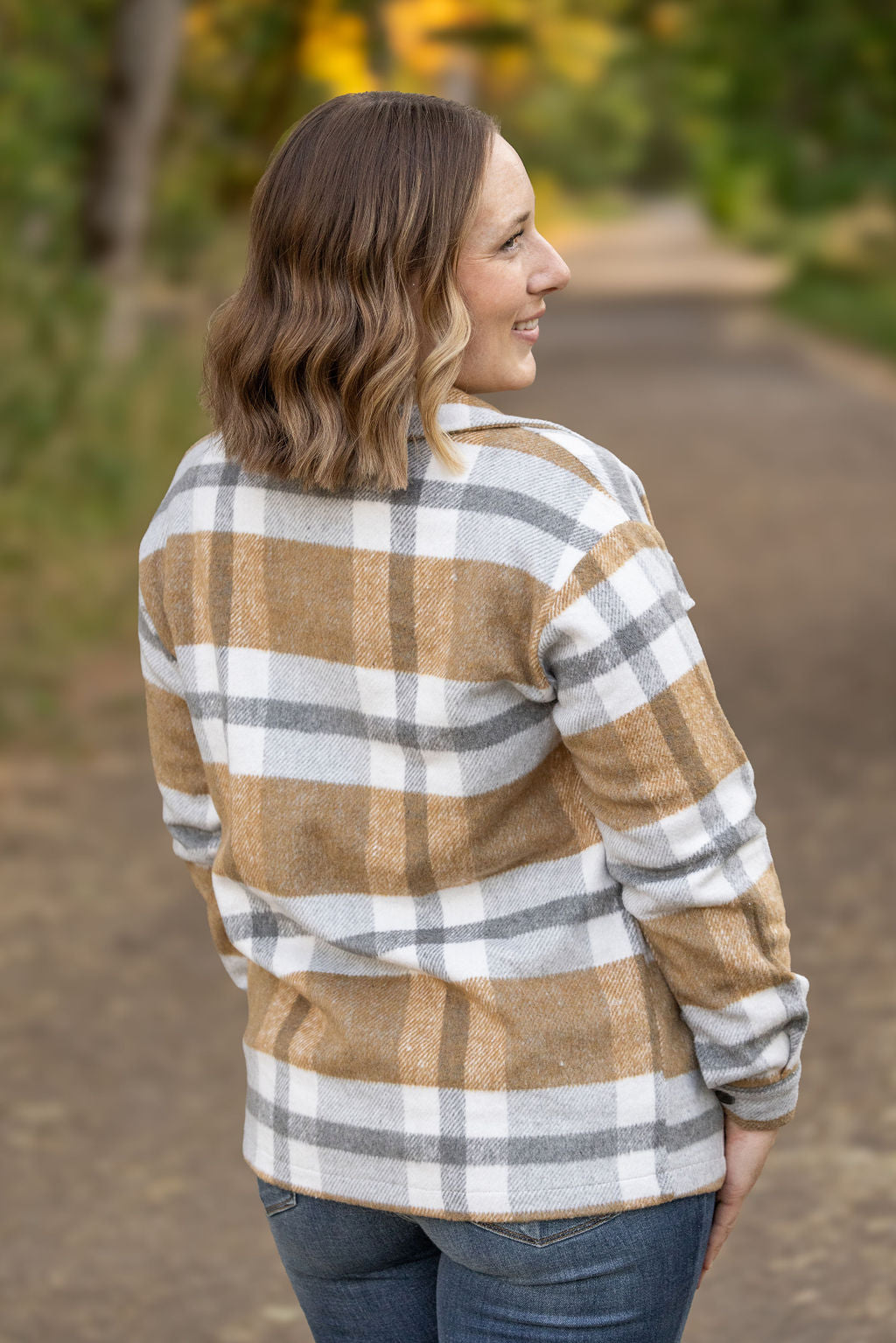 Norah Plaid Shacket - Camel and Grey | Women's Shacket