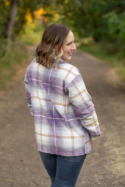 Norah Plaid Shacket - Purple and Gold