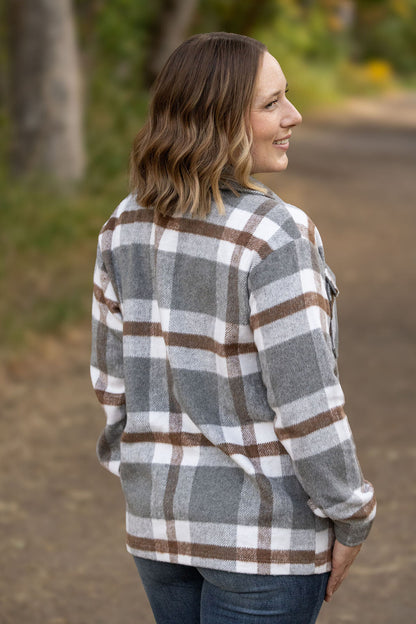 Norah Plaid Shacket - Grey and Tan | Women's Shacket