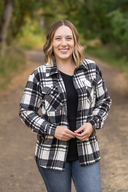 Norah Plaid Shacket - Ivory and Black